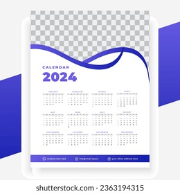  vector modern style new year 2024 calendar template