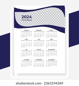  vector modern style new year 2024 calendar template