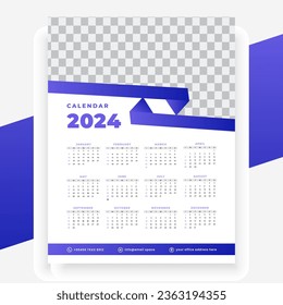  vector modern style new year 2024 calendar template