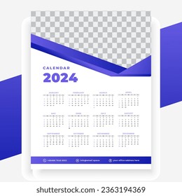  vector modern style new year 2024 calendar template