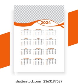  plantilla de calendario para el nuevo año 2024 de estilo moderno vectorial