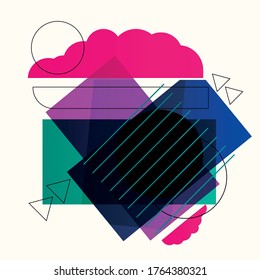 Vector modern stylish abstract  background in cold tones made from simple geometric elements on a white background