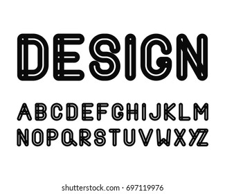 vector of modern stylized black font and alphabet