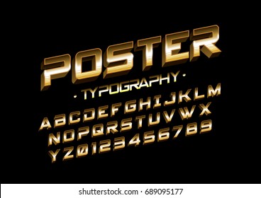 Vector of modern stylized bold font and alphabet