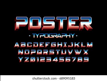 Vector of modern stylized bold font and alphabet