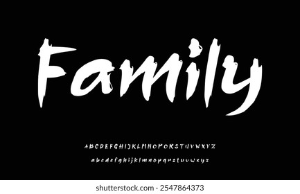 vector of modern and stylized brush alphabet and numbers. handdrawn alphabet set. youth style letter and typography