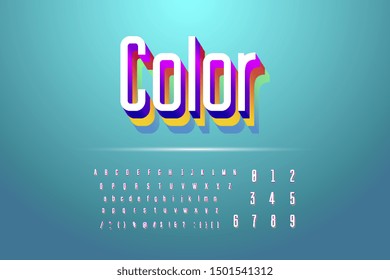Vector of modern stylized colorful font and alphabet