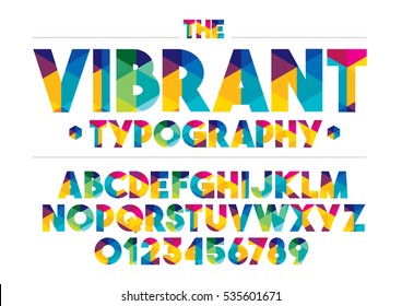 Vector of modern stylized colorful font and alphabet