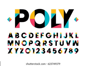 Vector of modern stylized colorful font and alphabet