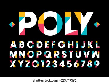 Vector of modern stylized colorful font and alphabet