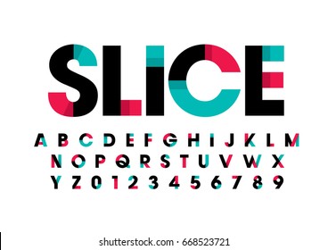 Vector of modern stylized colorful font and alphabet