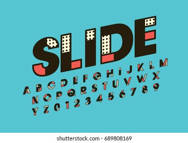 Vector of modern stylized colorful font and alphabet