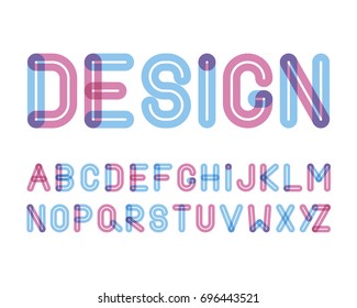 vector of modern stylized colorful font and alphabet with effect