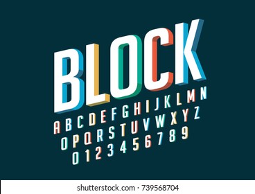 Vector of modern stylized colorful font and alphabet