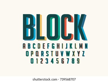Vector of modern stylized colorful font and alphabet