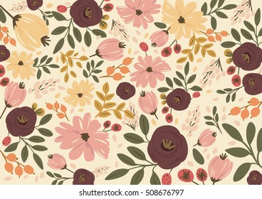 Vector de elementos florales y fondo estilizados modernos