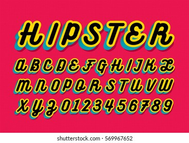 Vector of modern stylized font and alphabet