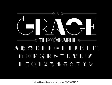 Vector of modern stylized font and alphabet