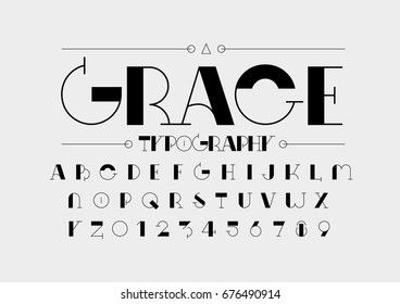 Vector of modern stylized font and alphabet