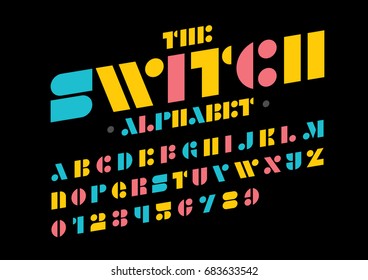 Vector of modern stylized font and alphabet