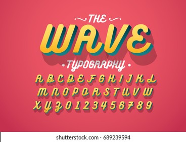 Vector of modern stylized font and alphabet