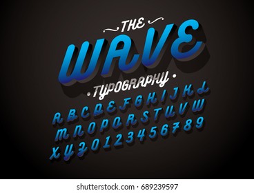 Vector of modern stylized font and alphabet