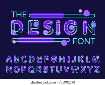 Vector of modern stylized font and alphabet