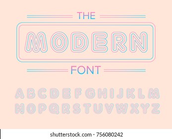 Vector of modern stylized font and alphabet