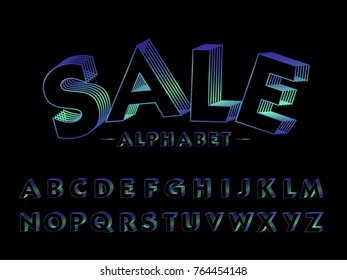 Vector of modern stylized font and alphabet