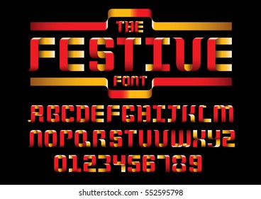 Vector of modern stylized ribbon font and alphabet