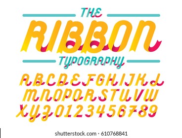 Vector of modern stylized ribbon font and alphabet