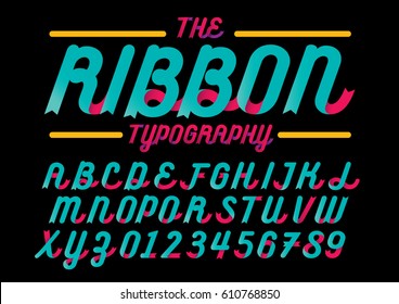 Vector Of Modern Stylized Ribbon Font And Alphabet