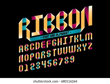 Vector of modern stylized ribbon font and alphabet
