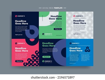 Vector of modern stylized social media post and template