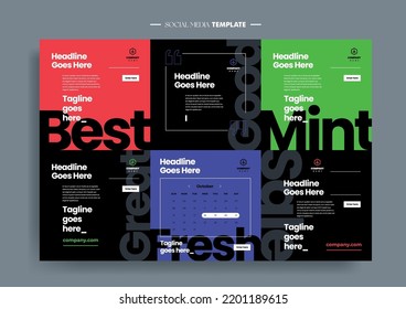 Vector of modern stylized social media post and template