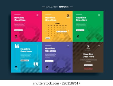 Vector of modern stylized social media post and template