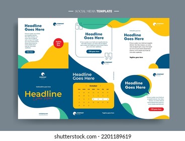 Vector of modern stylized social media post and template