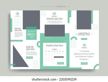 Vector of modern stylized social media post and template