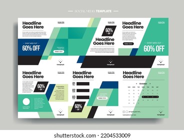 Vector of modern stylized social media post and template
