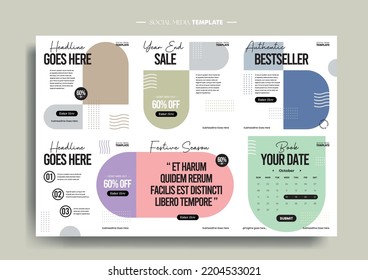 Vector of modern stylized social media post and template