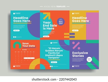 Vector of modern stylized social media post and template