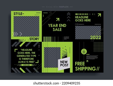 Vector of modern stylized social media post and template