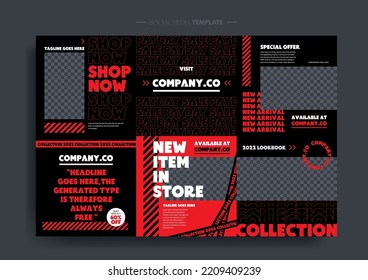 Vector of modern stylized social media post and template