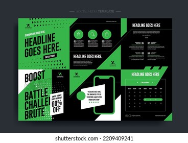 Vector of modern stylized social media post and template