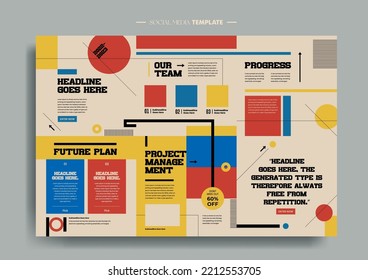 Vector of modern stylized social media post and template