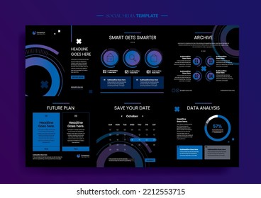 Vector of modern stylized social media post and template