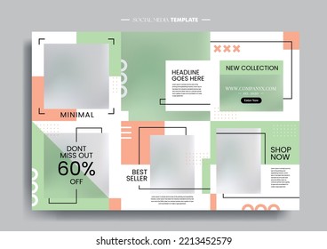 Vector of modern stylized social media post and template