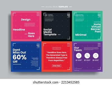 Vector of modern stylized social media post and template