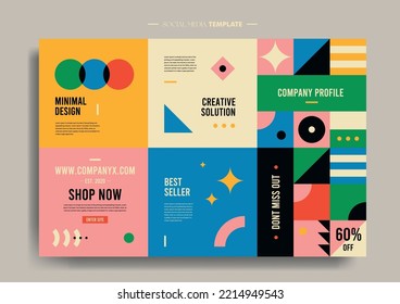 Vector of modern stylized social media post and template