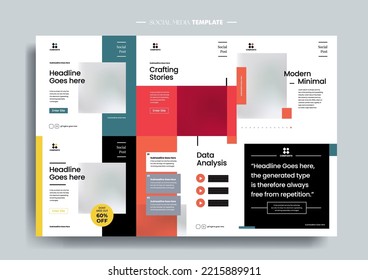 Vector of modern stylized social media post and template